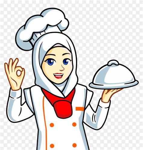 Gambar kartun chef wanita muslimah