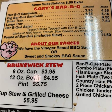 Gary's bbq menu  18th Street Brewery ($$) Breweries