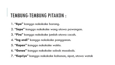 Gawea ukara pitakon loro wae  Ukara andharan, ukara pitakon lan ukara pakon Gatekna katrangan ing ngisor iki ! Ukara andharan yaiku ukara kang isine menehi katrangan marang wong sin diajak guneman utawa won kang maca