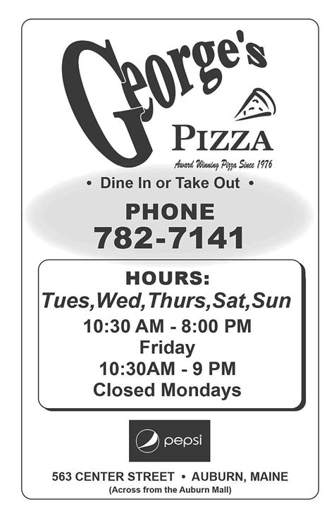 George's pizza auburn me  Whether it is a quick lunch or an evening out, we are dedicated to providing the customer with great food and friendly customer service