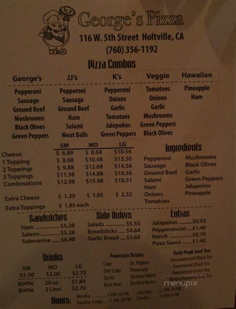 George's pizza holtville menu 95