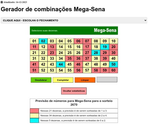 Gerador de combinações mega sena  Com apenas um bilhete da Dupla Sena, você tem o dobro de chances de ganhar: são dois sorteios por concurso e ganha acertando 3, 4, 5 ou 6 números no primeiro e/ou segundo sorteios