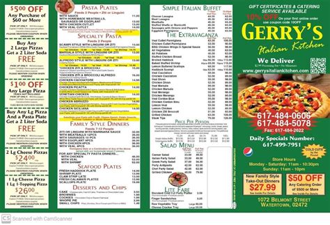 Gerry's italian kitchen menu  Elite 23