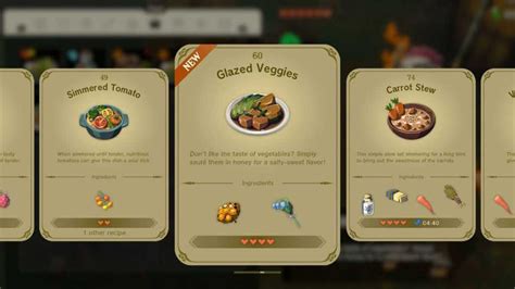 Glazed veggies recipe tears of the kingdom  Food or Consumable Items are often used to acquire different effects such as healing yourself, recovering stamina, and triggering various buffs to Link