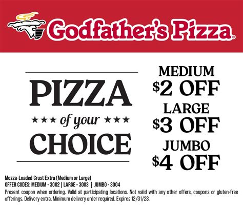 Godfathers pizza gift card It’s like sending a Godfather's Pizza gift card or Godfather's Pizza gift certificate except that the recipient has more flexibility in how they spend it