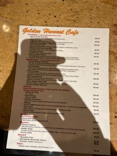 Golden harvest cafe west wendover menu  Our menu items also include a large variety of seafood, poultry, pasta dishes, & our signature lobster bisque