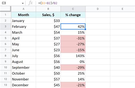 Google sheets percentage change  From the Format menu, select Conditional Formatting