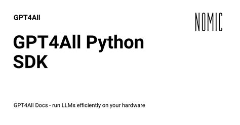 Gpt4all python example  LangChain has integrations with many open-source LLMs that can be run locally