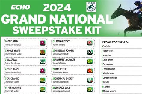 Grand national sweep kit The 2023 Grand National is taking shape, with a full field of 40 expected to go to post at Aintree on Saturday for jump racing's greatest spectacle