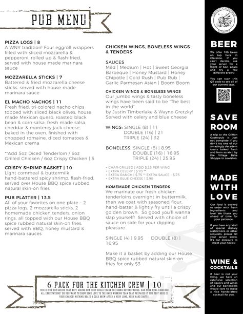 Griffon gastropub williamsville menu 42 miles away 