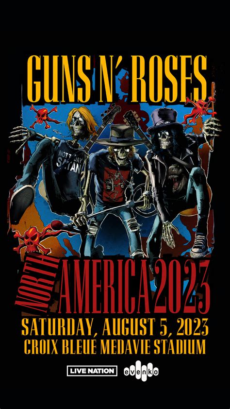 Guns and roses moncton ticket prices Use Your Illusion with 2023 Guns N' Roses Tickets from BigStub! Axl Rose, Slash, and Duff McKagan are back on tour, in 2023! That's the classic Guns N' Roses lineup, for those of you keeping track, and they'll be performing their biggest hits — including "November Rain," "Welcome to the Jungle," and "Sweet Child o' Mine" live