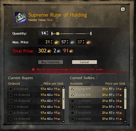 Gw2 rune of holding Converting gold to gems for extra bag slots (to be filled with a 20 slot one) costs less per slot