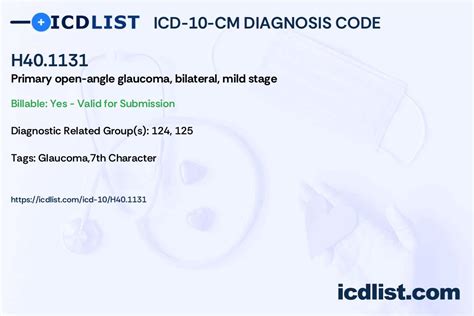 H40.1131 1123 Primary open-angle glaucoma, left eye, severe stage H40