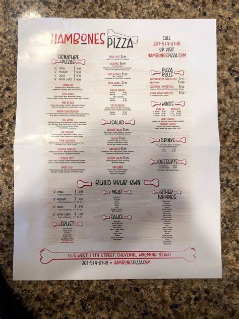 Hambones pizza menu  Updated review