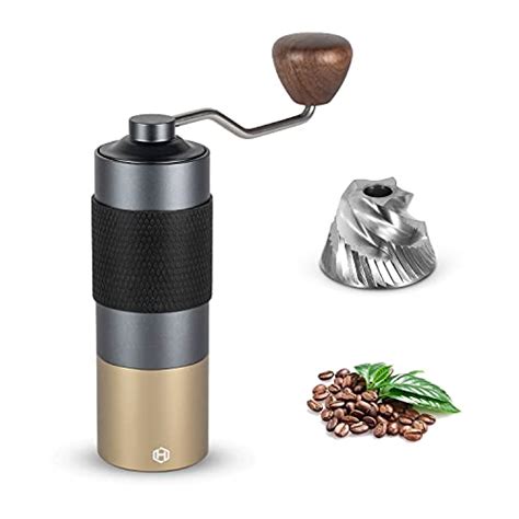 Manual Coffee Grinder with Ceramic Burrs, Hand Coffee Mill with Two Glass Jars(11oz Each), Brush and Tablespoon Scoop