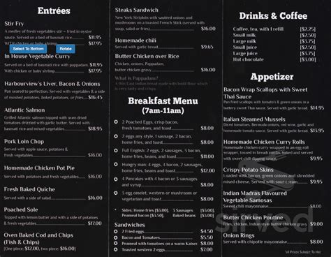 Harbourview marina restaurant menu 00