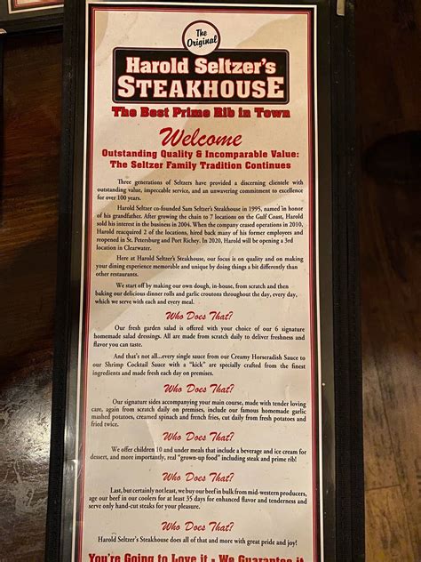 Harold seltzers menu  No delivery fee on your first order!Visitors' opinions on Harold Seltzer's Steakhouse