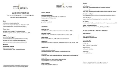 Hell's kitchen las vegas pre fixe menu  E-mail