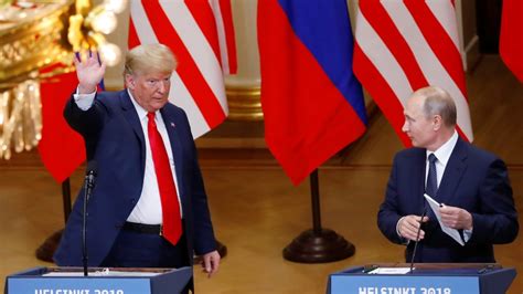 Helsinki putin escort trump to podium President Trump met with Russian President Putin at the Helsinki summit on July 16, 2018