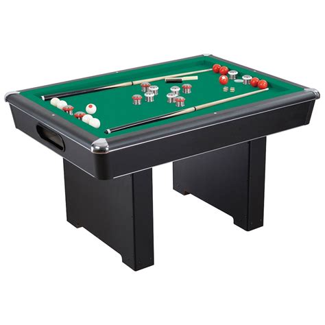 Hexagon bumper pool table  The Sinister Table Top Billiards set comes with a miniature pool table, two cues, a set of billiard balls, a triangle, chalk, and a table brush