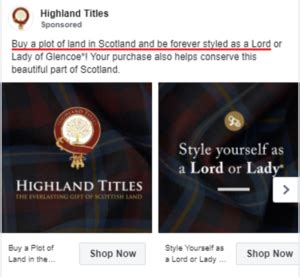 Highland titles fake  Description