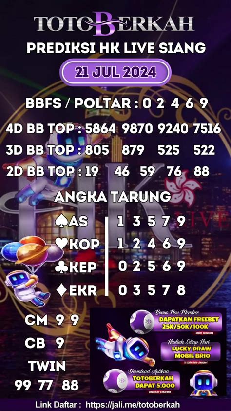 Hk togel siang Live Draw HK Siang selalu memberikan hasil togel Hongkong pools siang tepat waktu kepada kita semua dan pemutaran / live draw akan mulai berlangsung dari pukul 10