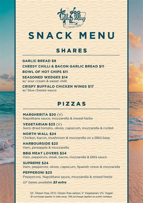 Hoey moey menu specials  Situated in the prime holiday accommodation precinct, their vision is to extend the ocean and beachside theme into the hotel and throughout with a superb offering of beachside cuisine, sports bar, and live music venue
