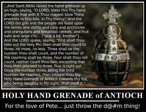 Holy hand grenade demo  The Holy Hand Grenade is an item added during the 2023 April Fools Event and exists as an alternative to the crucifix