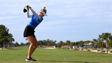 How far does nelly korda hit her 7 iron After starting her second round with 10 consecutive pars, Korda broke through with a 32 on the back nine, including a closing eagle, to climb into the lead at 11-under 131