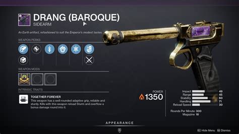 How to get drang baroque  For example, every time you get a Better Devils from Shaxx, it has the potential to be a slightly different version than others before it — maybe better, maybe worse