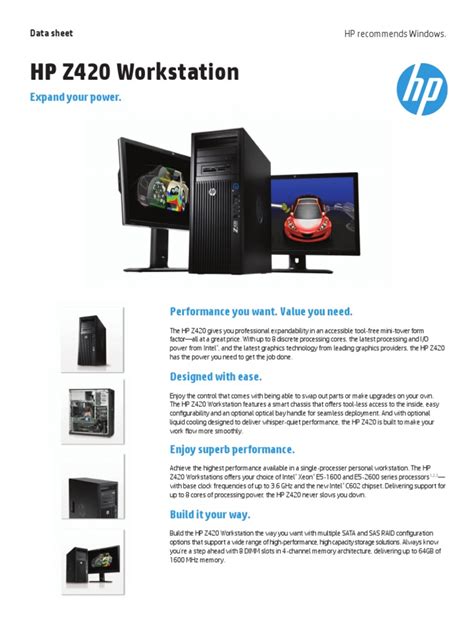 Hp z420 workstation specs pdf  Front I/O: 1 USB 2