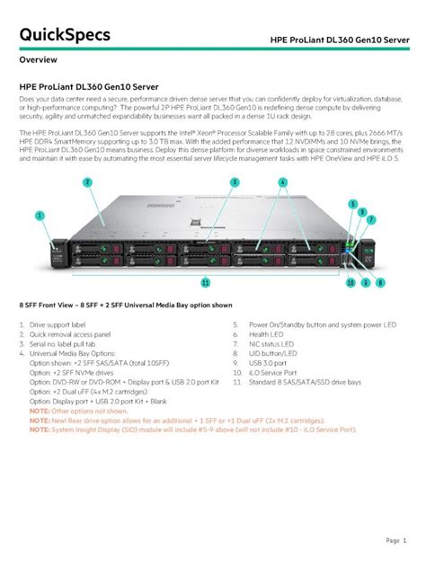 Hpe proliant dl360 gen10 quickspecs pdf HPE ProLiant DL360 Gen10 Server User Guide