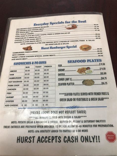 Hurst’s restaurant and seafood kenner menu  3,288 likes · 1 talking about this · 1,389 were here