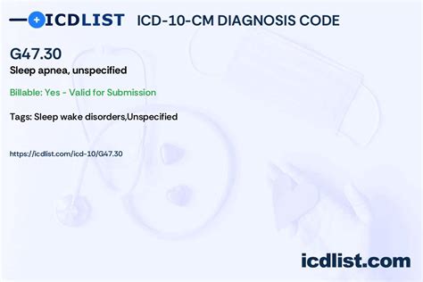 2024 ICD-10-CM Diagnosis Code G47.30: Sleep apnea, unspecified