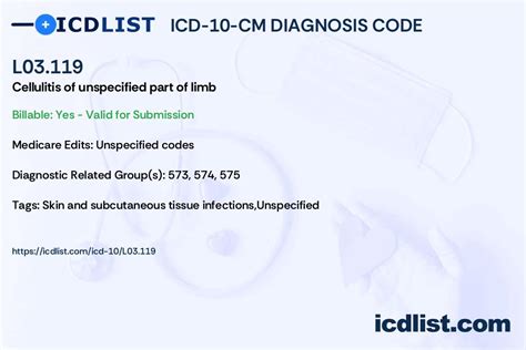 2024 ICD-10-CM Diagnosis Code L03.119 - ICD10Data.com