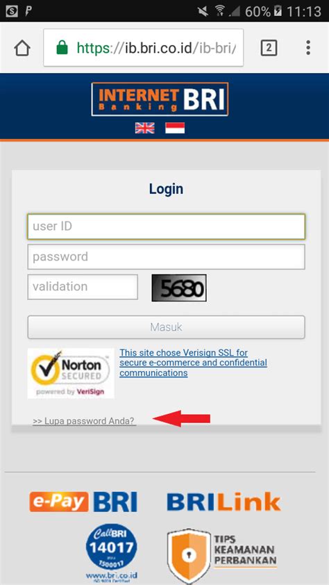 Ib bri co id lupa password  User ID
