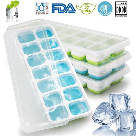 Chillz Silicone Ice Cube Trays - Large Ice Cube Tray Set for Whiskey with Giant  Ice Cubes Molds - Flexible Rubber Plastic Stackable Herb Freezer Tray  Storage (2 Pk) 