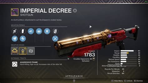 Imperial. decree. god. roll. pvp.  The more you pad the Range stat, the further away your enemies will perish