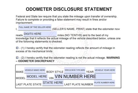 Indiana odometer disclosure statement  Odometer Disclosure Statement State Form 43230
