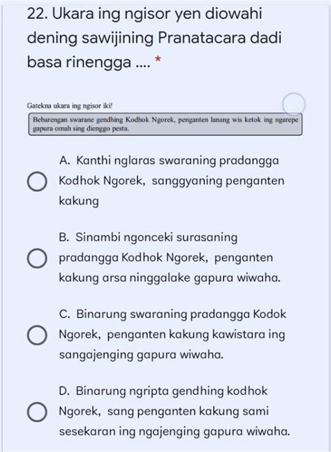 Ing ngisor iki jenis serat ramayana kajaba Tindakna kegiyatan ing ngisor iki! 1