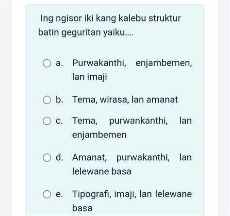 Ing ngisor iki kang kalebu sesanti yaiku  penokohan