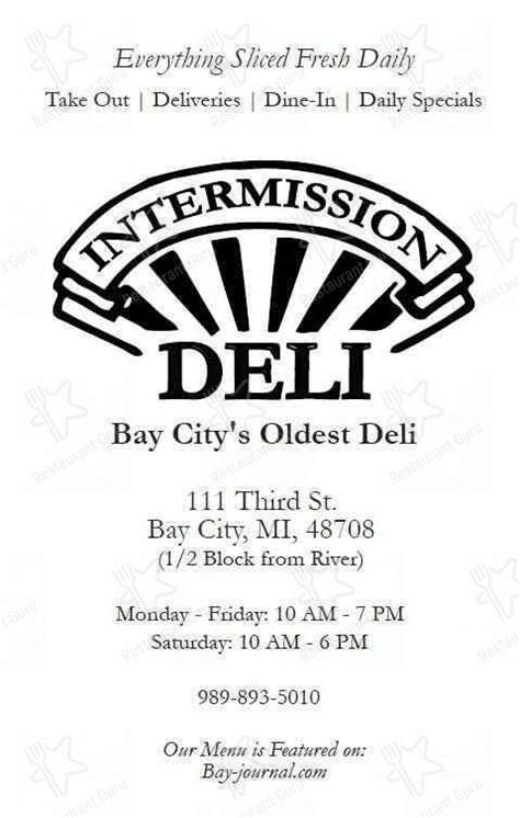 Intermission deli bay city menu  Improve this listing