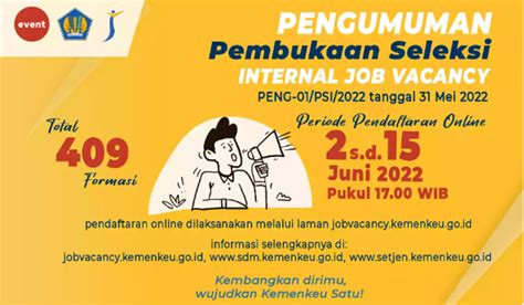 Internal job vacancy kemenkeu  Sebelas formasi jabatan staf yang tersedia di LDKPI kali ini adalah: Persyaratan : Persyaratan Khusus LDKPI IJV Kementerian