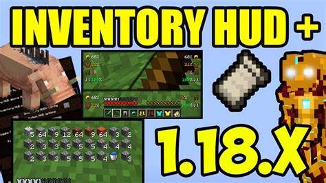 Inventory hud+ fabric  This mod contains a few features, first of all - Inventory HUD, it shows your inventory while you are playing, you can switch between mods (mini/normal and horizontal/vertical), also you can change background transparency and toggle animation on/off