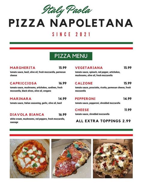 Italy paola pizza napoletana menu 7781 for catering Inquiry