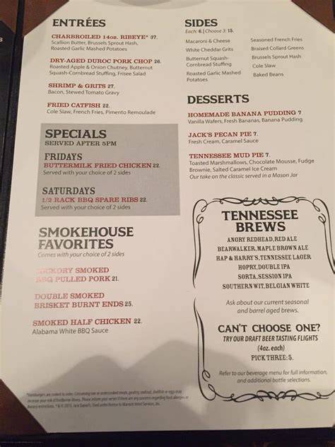 Jack daniels opryland menu  Visit hotel website