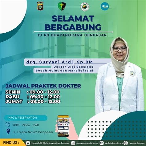 Jadwal dokter rs bhayangkara denpasar JADWAL PRAKTEK POLIKLINIK RUMKIT BHAYANGKARA DENPASAR POLI NAMA DOKTER HARI JAM BEDAH dr