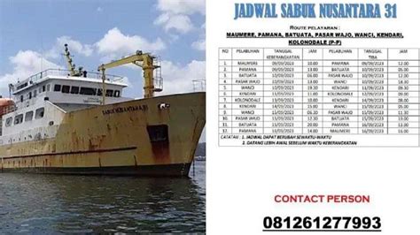 Jadwal kapal sabuk nusantara 99 2023 00 Harga Tiket: Rp 76