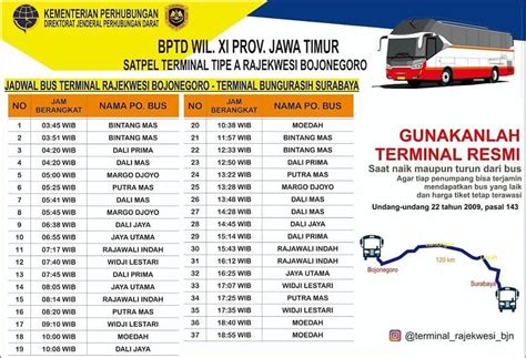 Jadwal keberangkatan bus bungurasih ke bojonegoro com, tiket terbaru bus Mila rute Banyuwangi - Jember - Yogyakarta yang berlaku sejak September 2022 adalah sebagai berikut : Banyuwangi-Jember: 48