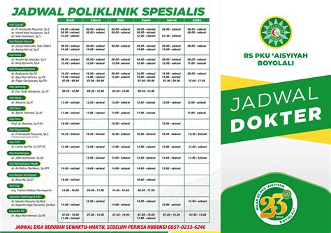 Jadwal praktek dokter rs permata blora  Jadwal praktek berikut rata-rata setiap hari Senin-Jumat, dengan beberapa dokter spesialis melayani pemeriksaan di hari Sabtu